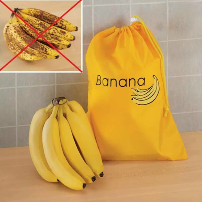 ‌"Insulated Fresh-Keeper Bag - Reusable Storage Organizer for Bananas, Lettuce & Vegetables (Drawstring Closure)"