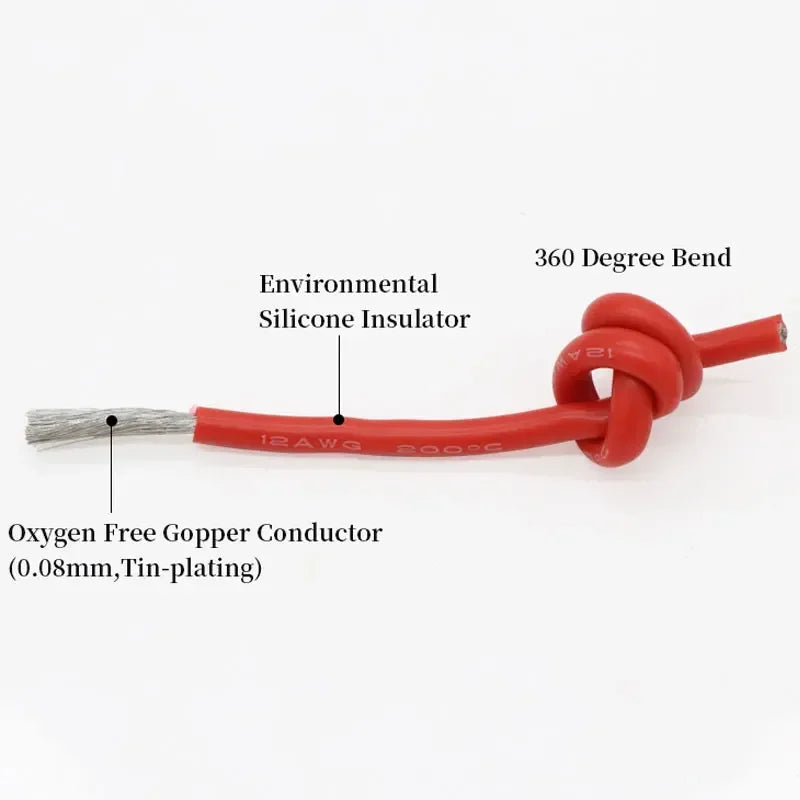 1M/5M Heat-resistant Cable 30 28 26 24 22 20 18 16 15 14 13 12 10 AWG Ultra Soft Silicone Wire High Temperature Flexible Copper