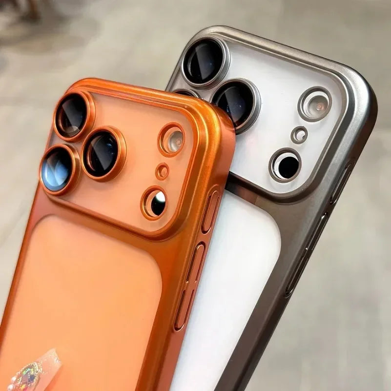 Luxury Plating Color PC Transparent Phone Case For IPhone 17Pro Max 17Air Lens Protection Matte Transparent BackPlate Hard Cover