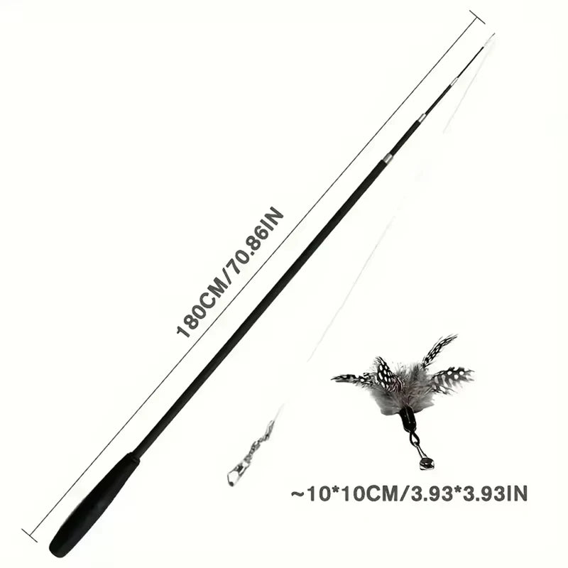 Extendable Long Pole Cat Toy Artificial Feather Interactive Teaser Wand Pet Cat Supplies