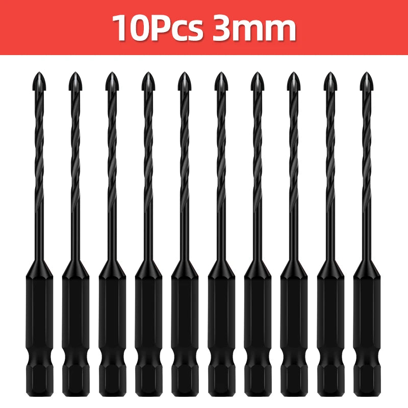 TOOLEYE Cross Hex Drill Bit Set For Concrete Porcelain Tile Glass Metal Multifunction Drill Bits Kit Power Tools Drilling Drills