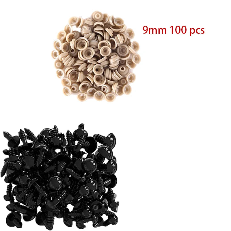 100pcs 5/6//7/8/9/10/12/14/18/20mm Plastic Safety Eyes For Toys Diy Mix Size Crochet Animal Eye For Doll toys  Accessories
