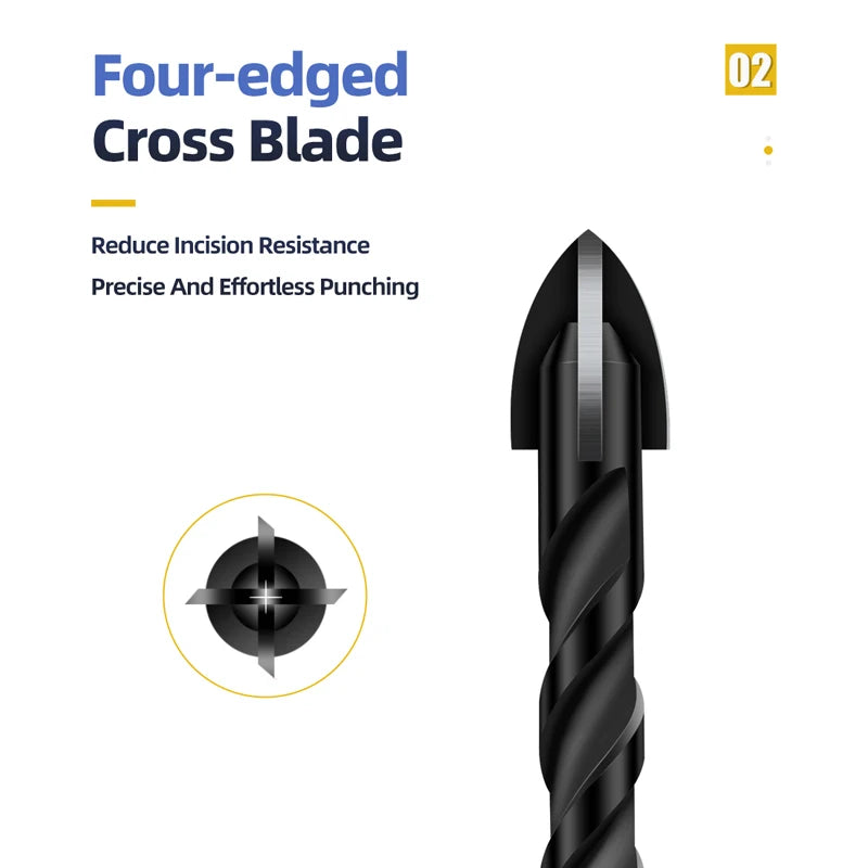 TOOLEYE Cross Hex Drill Bit Set For Concrete Porcelain Tile Glass Metal Multifunction Drill Bits Kit Power Tools Drilling Drills