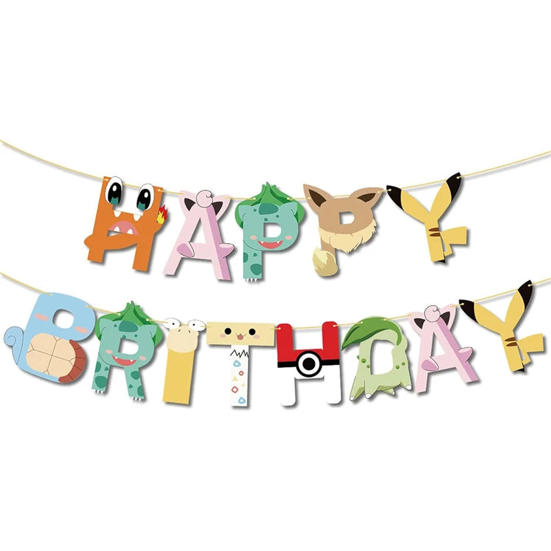 New Pokemon Birthday Party Decorations Kits Pikachu Theme Paper Plates Napkins Cups Balloons Baby Shower for Kids Event Supplies