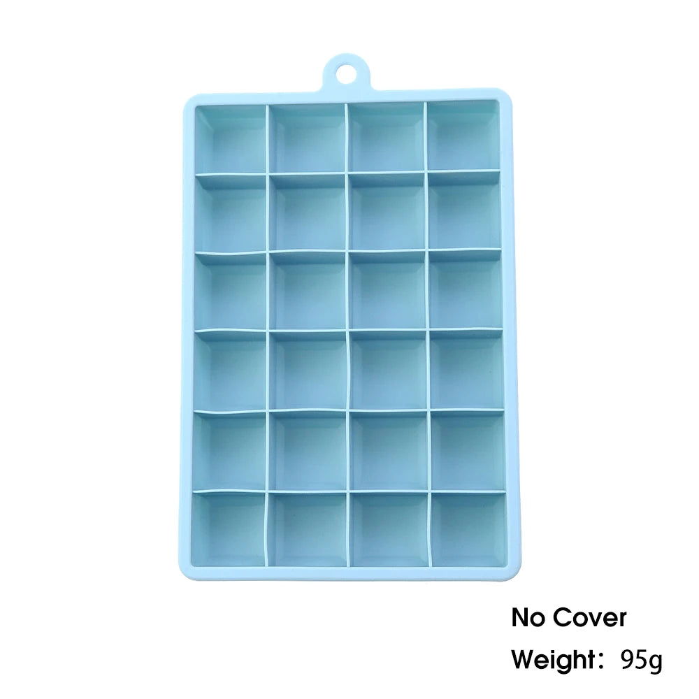 With Lid / No Lid 24-Hole Silicone Ice Tray Square Box Auxiliary Food Puree Cheese Jelly Mold Bar Kitchen Tool Cocktail Cube