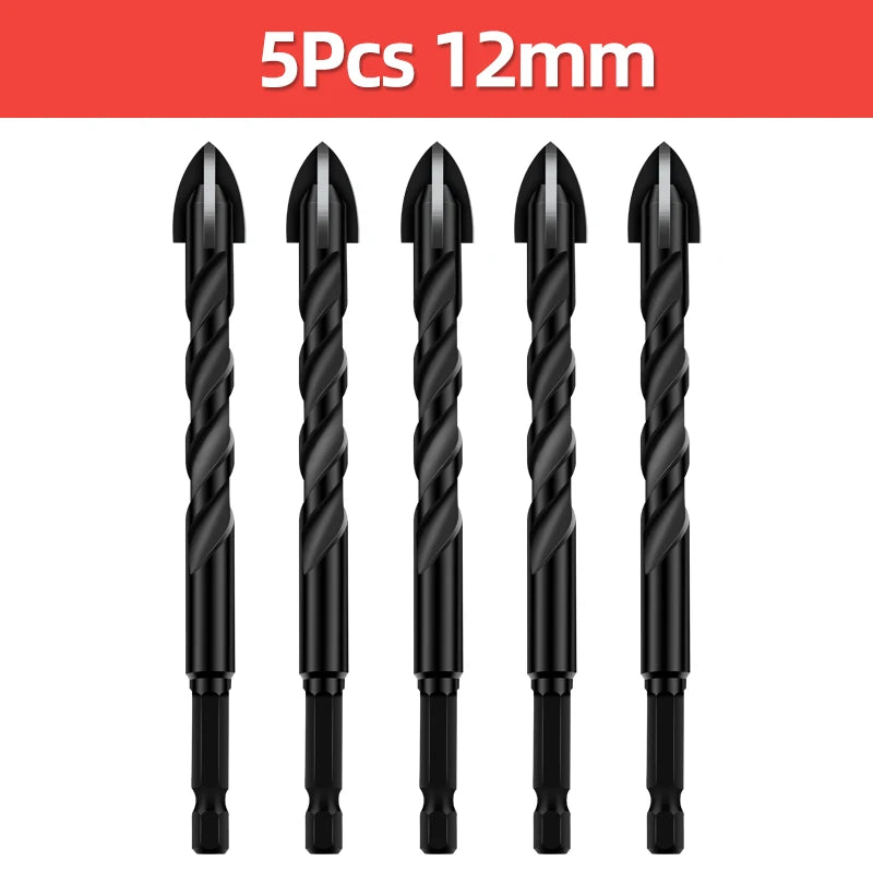 TOOLEYE Cross Hex Drill Bit Set For Concrete Porcelain Tile Glass Metal Multifunction Drill Bits Kit Power Tools Drilling Drills