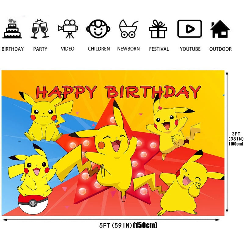 New Pokemon Birthday Party Decorations Kits Pikachu Theme Paper Plates Napkins Cups Balloons Baby Shower for Kids Event Supplies