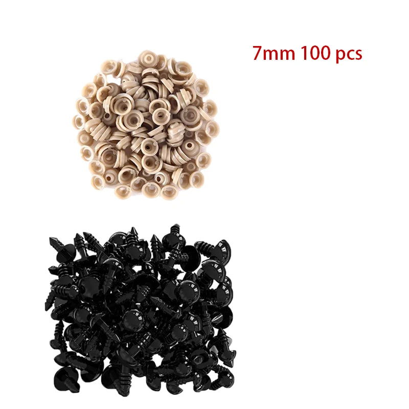 100pcs 5/6//7/8/9/10/12/14/18/20mm Plastic Safety Eyes For Toys Diy Mix Size Crochet Animal Eye For Doll toys  Accessories