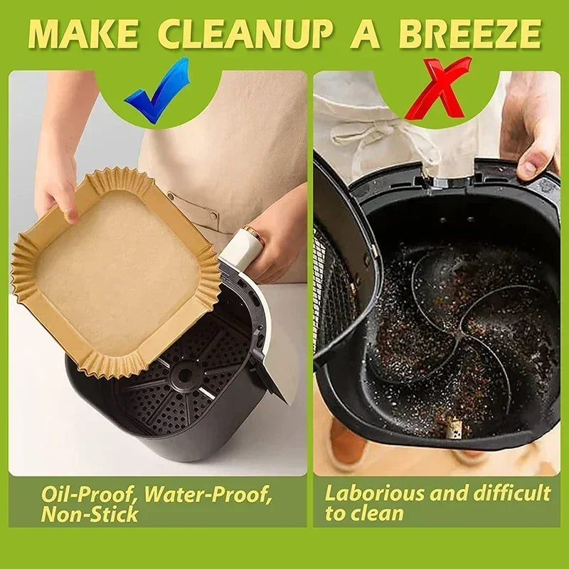 Cooking Paper Air Fryer Disposable Paper Square Round Baking Barbecue Plate NonStick Mat Kitchen Oven Oil Absorbing Paper Tool