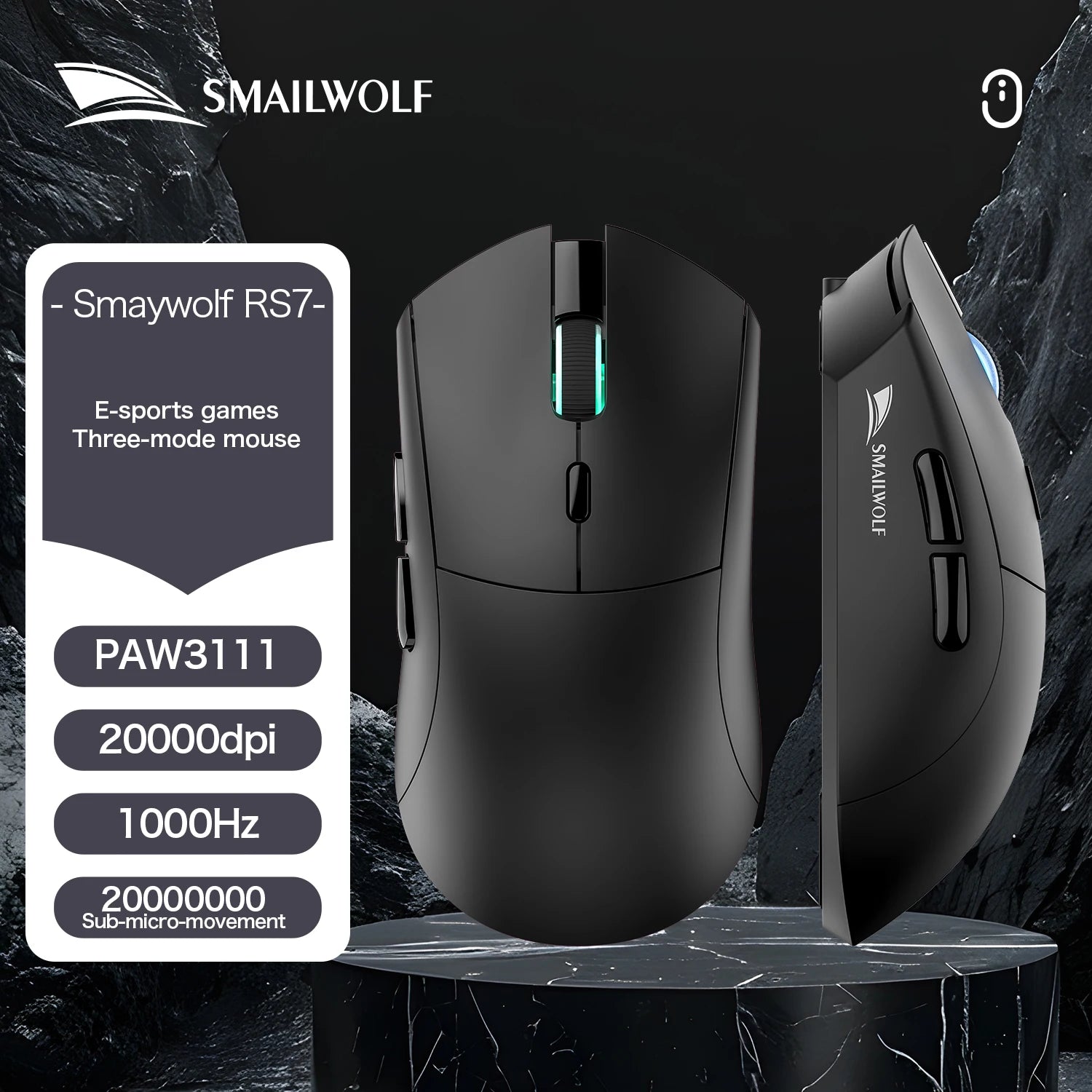 SMAILWOLF RS7 Bluetooth wireless gaming mouse PAW3311 macro driver laptop desktop computer office game 20000dpi
