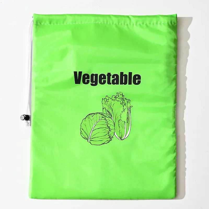‌"Insulated Fresh-Keeper Bag - Reusable Storage Organizer for Bananas, Lettuce & Vegetables (Drawstring Closure)"