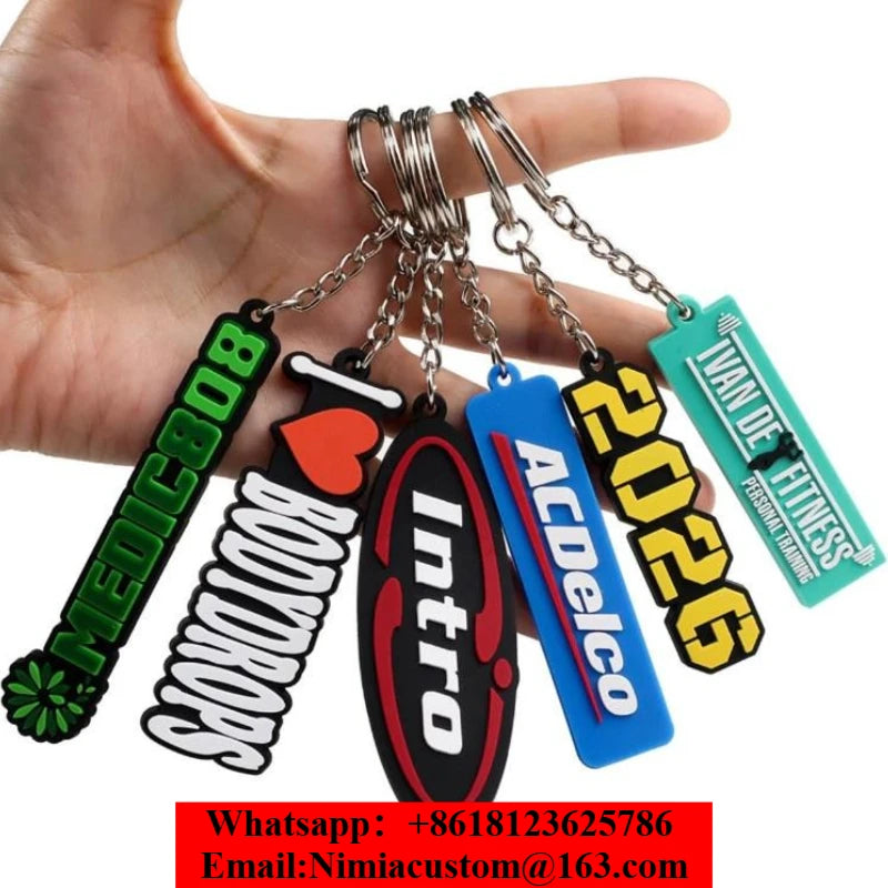 Custom PVC Keychain Personalized Soft Rubber Keyring 3D Logo Bulk Wholesale Promotional Custom Shape Keychain MOQ 50PCS