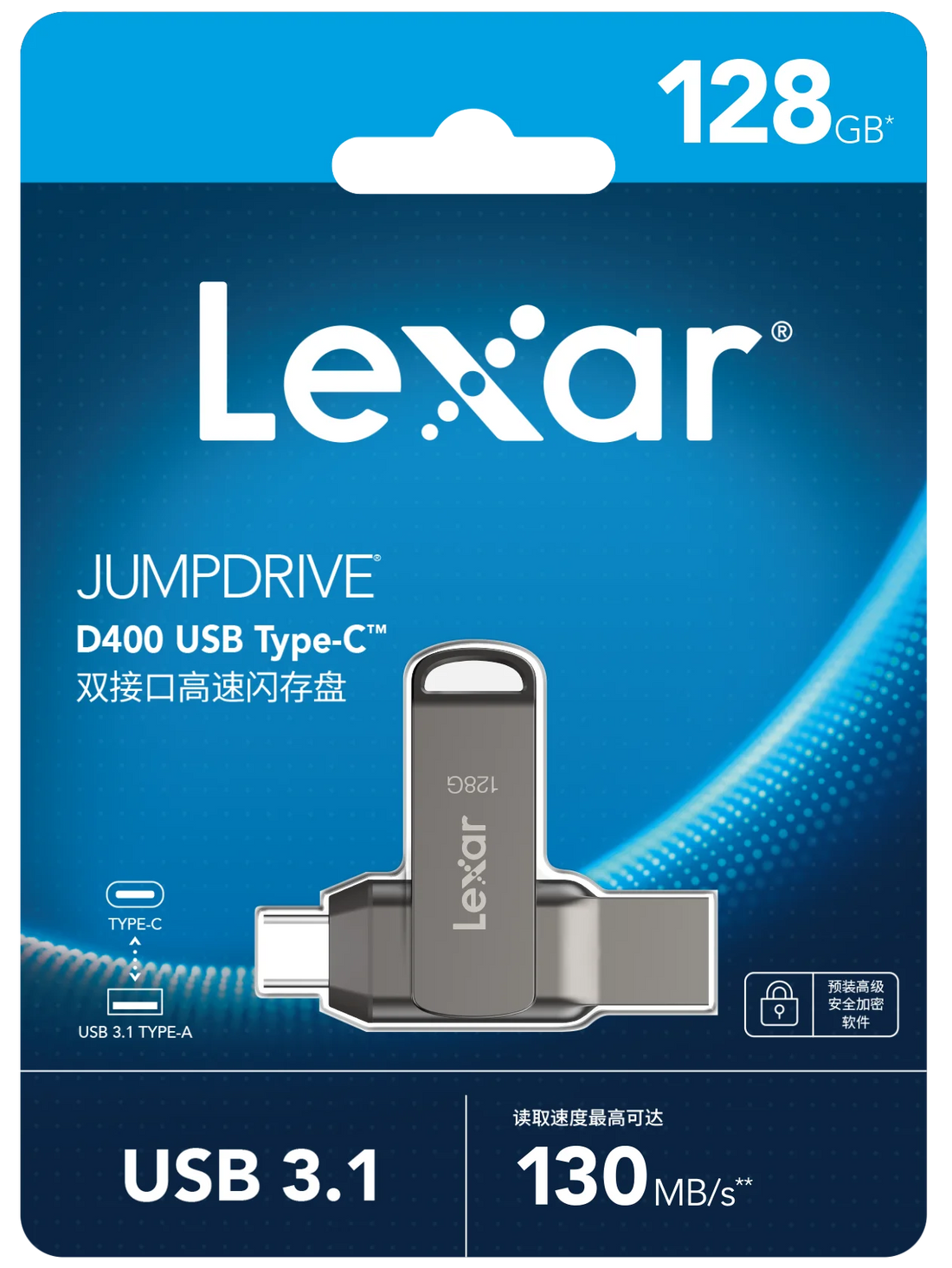 Lexar D400 USB Flash Drive USB 3.1 Type C/A Memory Stick Dual Slot USB Flash Drive 32GB 64GB 128GB 256G For Mobile Phone Compute