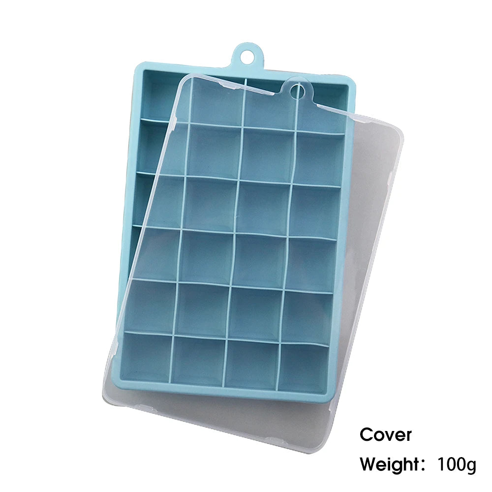 With Lid / No Lid 24-Hole Silicone Ice Tray Square Box Auxiliary Food Puree Cheese Jelly Mold Bar Kitchen Tool Cocktail Cube