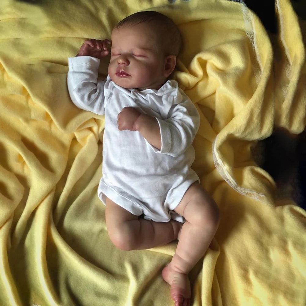 19 Inch Realistic Finished Bebe Reborn Silicone Vinyl Cloth Body Doll LouLou Handmade Toy For Girls Christmas Gift