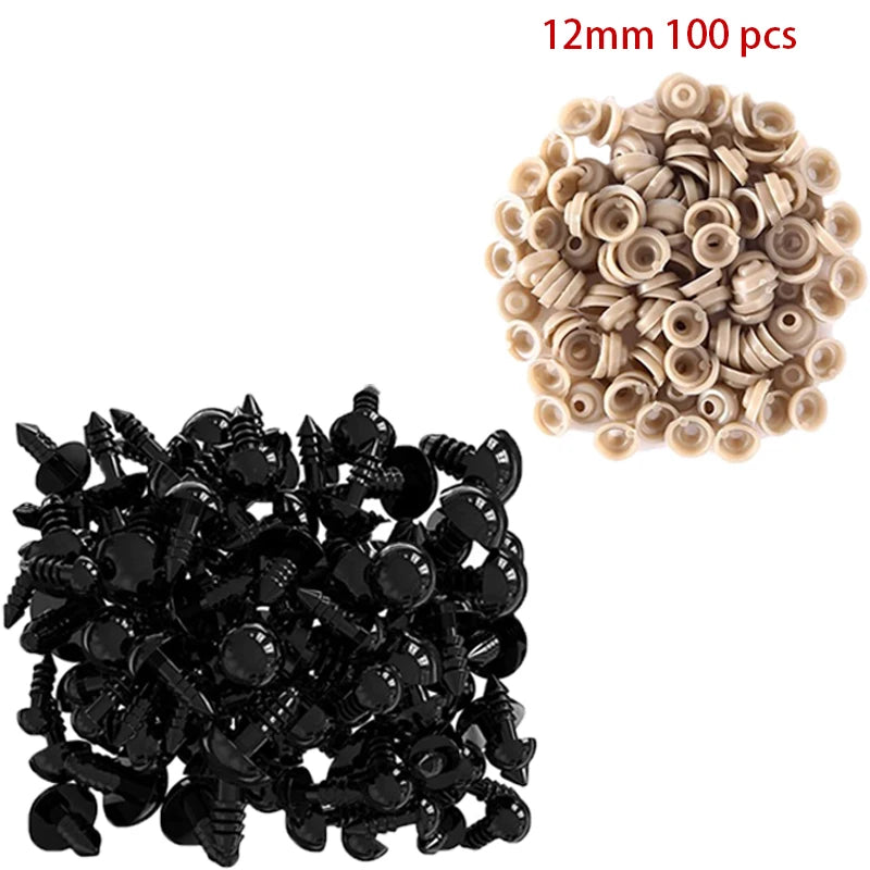 100pcs 5/6//7/8/9/10/12/14/18/20mm Plastic Safety Eyes For Toys Diy Mix Size Crochet Animal Eye For Doll toys  Accessories