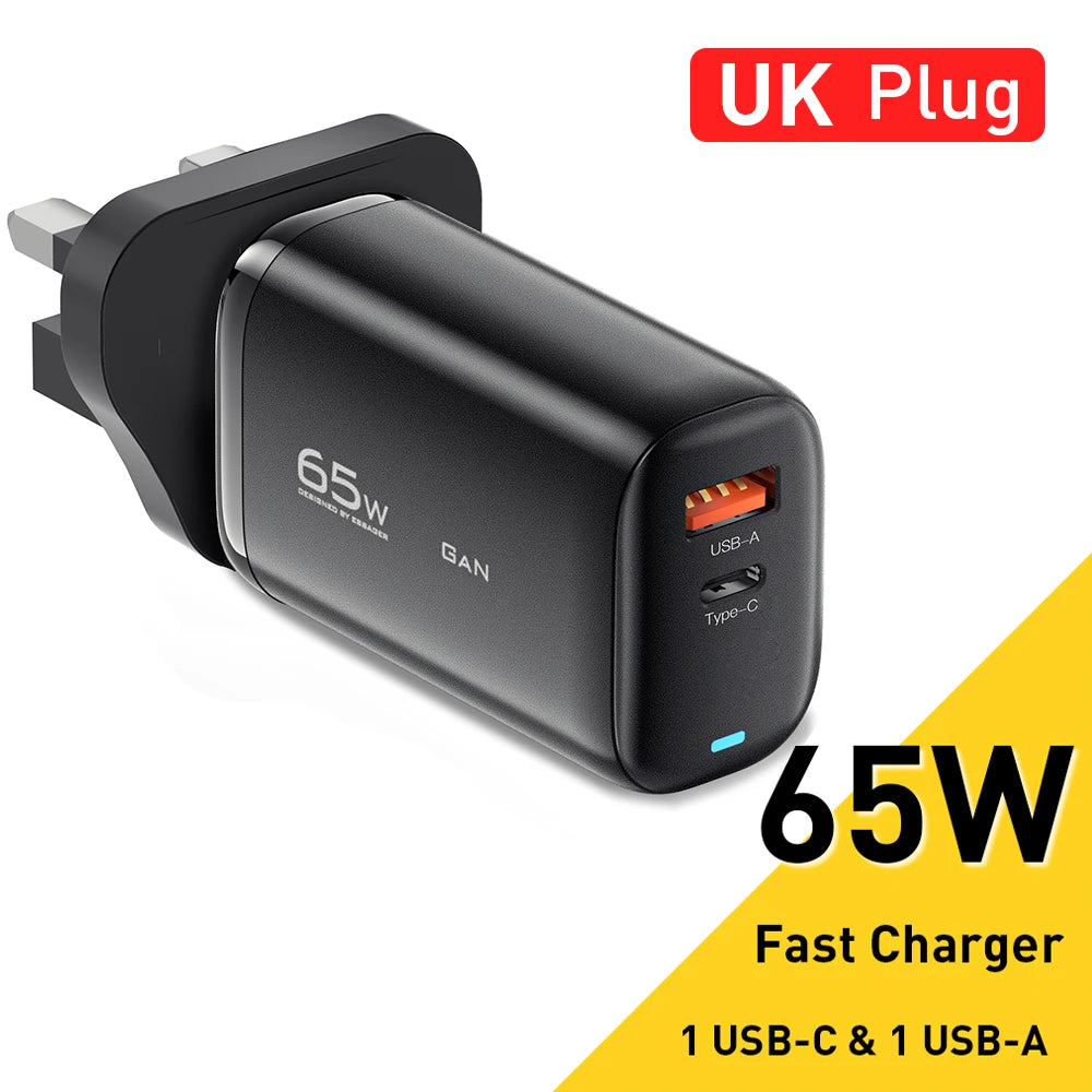 Essager 65W GaN USB Type C Charger For Laptop PPS 45W 25W Fast Charge For Samsung Xiaomi Realme mobile iPhone15 14 13 Pro Phone