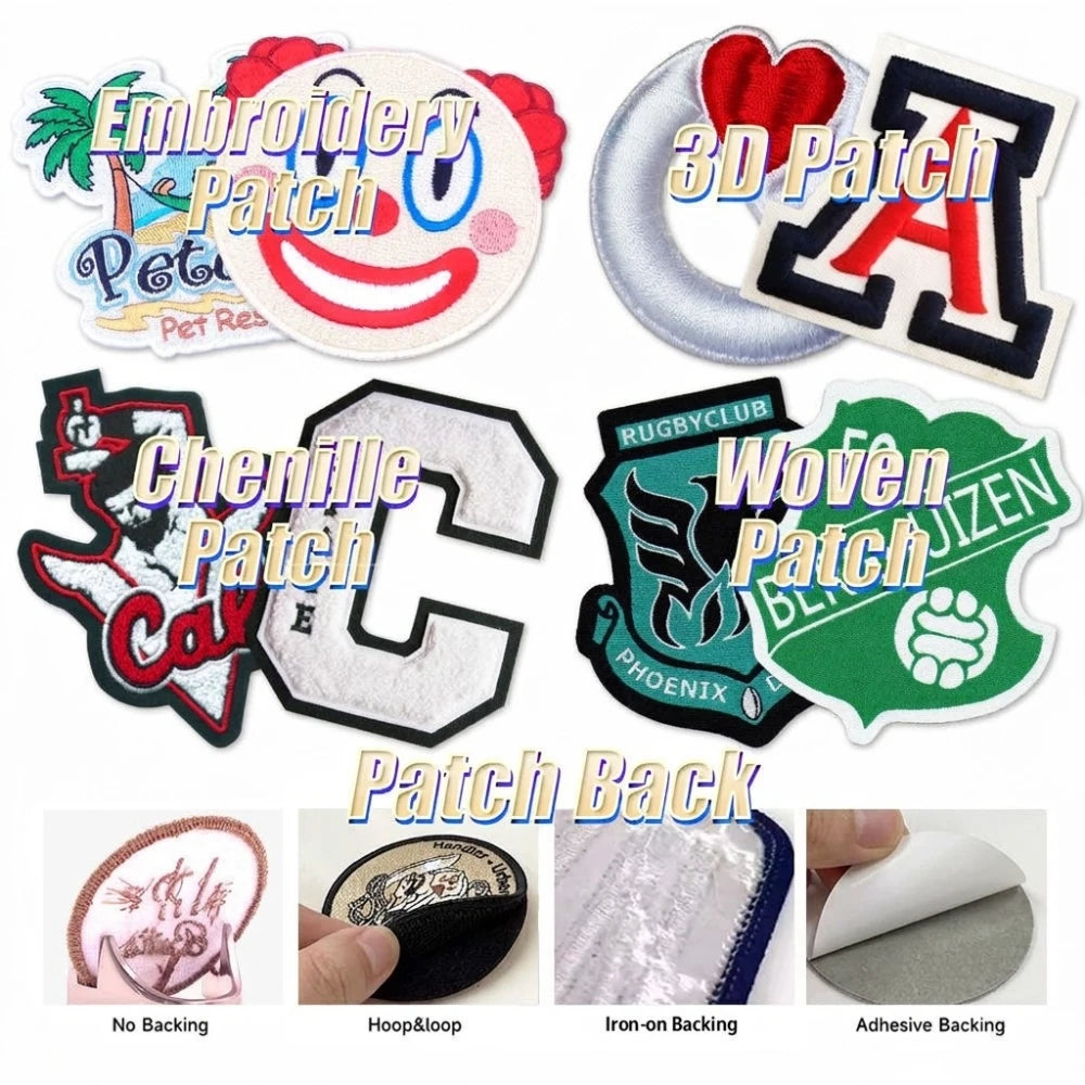 Custom Embroidery Patches for Clothing Min Order 10 Pcs Logo Customized Iron on Sew on Embroidered Patch for School Brand Caps