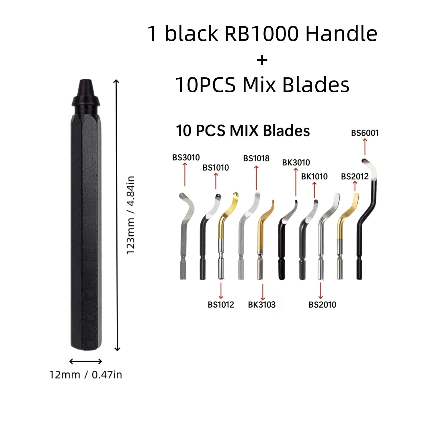 Deburring Tool Set with 11pcs High Speed Steel Swivel Blades Burr Removal Tool for Metal Resin PVC Pipes Copper Plastic Aluminum
