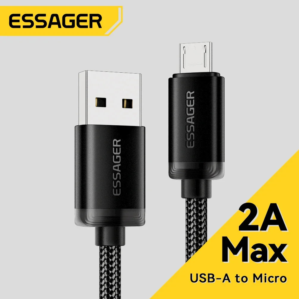 Essager Micro USB Cable Fast Charging Data Cable For Xiaomi Realme Huawei OPPO Samsung Mobile Phone Charger Cord  USB Micro Wire