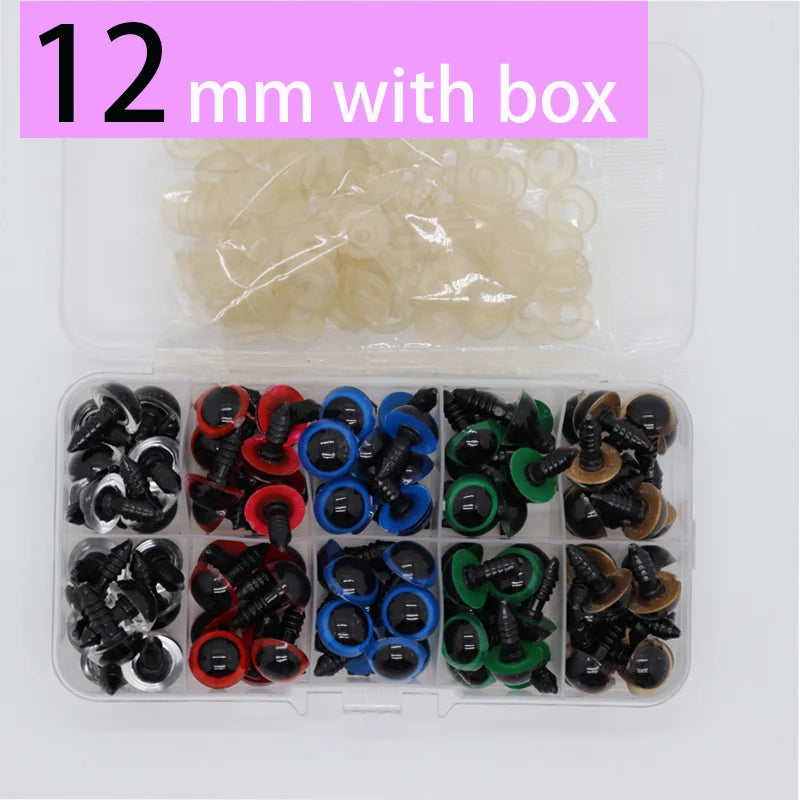 100pcs 5/6//7/8/9/10/12/14/18/20mm Plastic Safety Eyes For Toys Diy Mix Size Crochet Animal Eye For Doll toys  Accessories