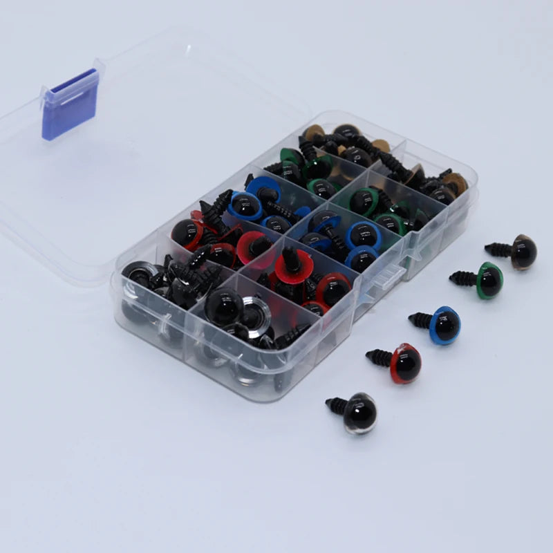 100pcs 5/6//7/8/9/10/12/14/18/20mm Plastic Safety Eyes For Toys Diy Mix Size Crochet Animal Eye For Doll toys  Accessories