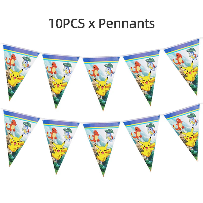New Pokemon Birthday Party Decorations Kits Pikachu Theme Paper Plates Napkins Cups Balloons Baby Shower for Kids Event Supplies
