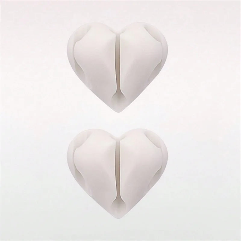 2pcs Heart-Shaped Mini Cable Winder Organizer USB Charging Cable Clips Desk Tidy Organiser Holder Protectors in Home Office Car