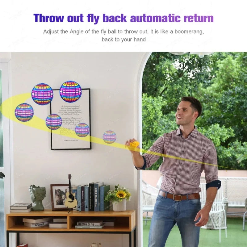 Flying Ball Boomerang Flyorb Magic With LED Lights Drone Hover Ball Fly Nova Orb Flying Spinner Fidget Toys Children Family Gif