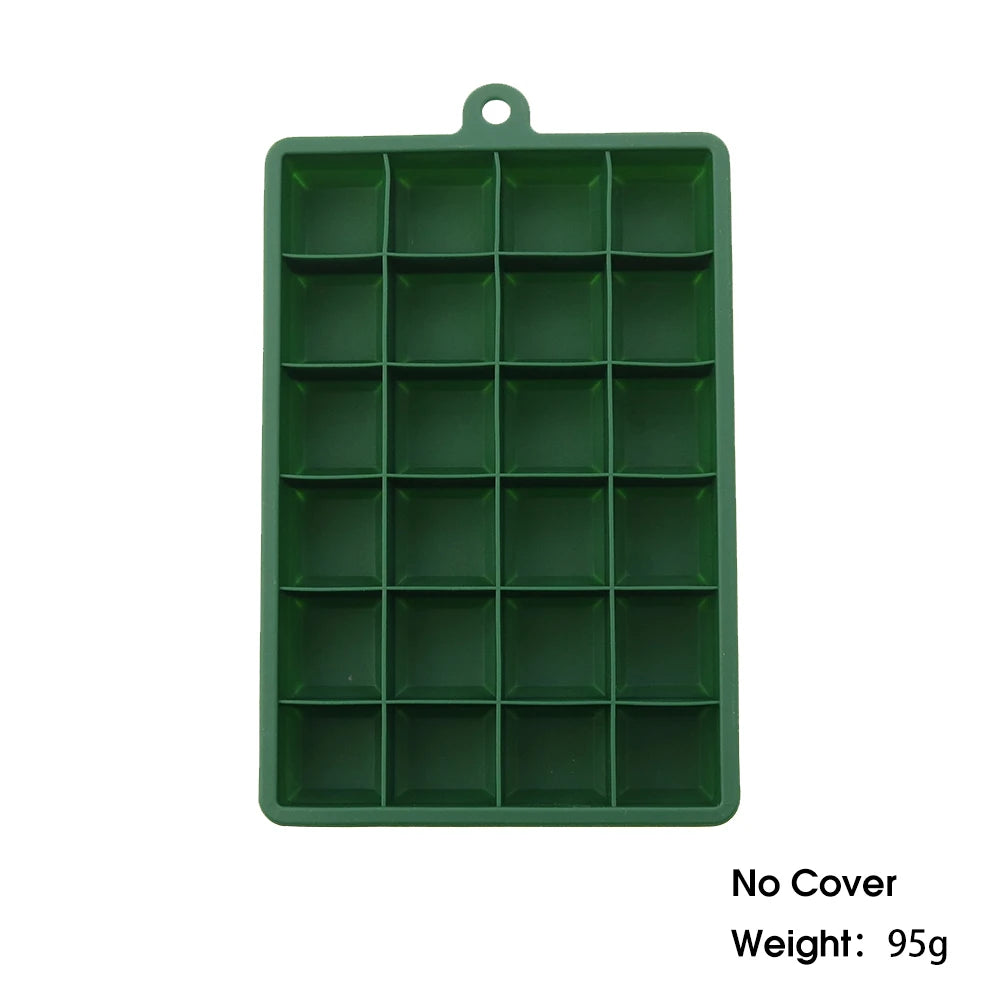 With Lid / No Lid 24-Hole Silicone Ice Tray Square Box Auxiliary Food Puree Cheese Jelly Mold Bar Kitchen Tool Cocktail Cube
