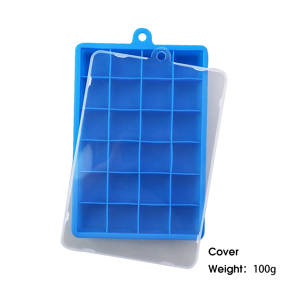 With Lid / No Lid 24-Hole Silicone Ice Tray Square Box Auxiliary Food Puree Cheese Jelly Mold Bar Kitchen Tool Cocktail Cube