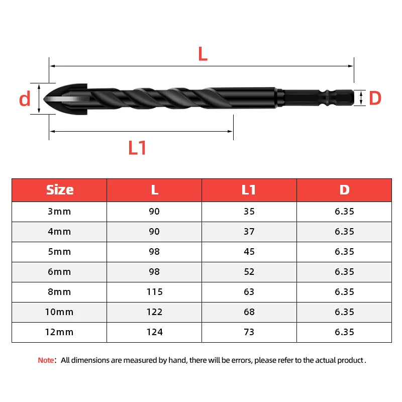 TOOLEYE Cross Hex Drill Bit Set For Concrete Porcelain Tile Glass Metal Multifunction Drill Bits Kit Power Tools Drilling Drills