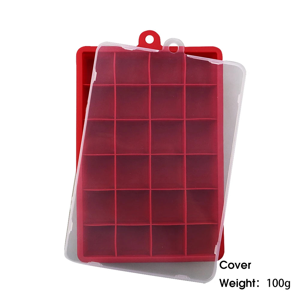 With Lid / No Lid 24-Hole Silicone Ice Tray Square Box Auxiliary Food Puree Cheese Jelly Mold Bar Kitchen Tool Cocktail Cube