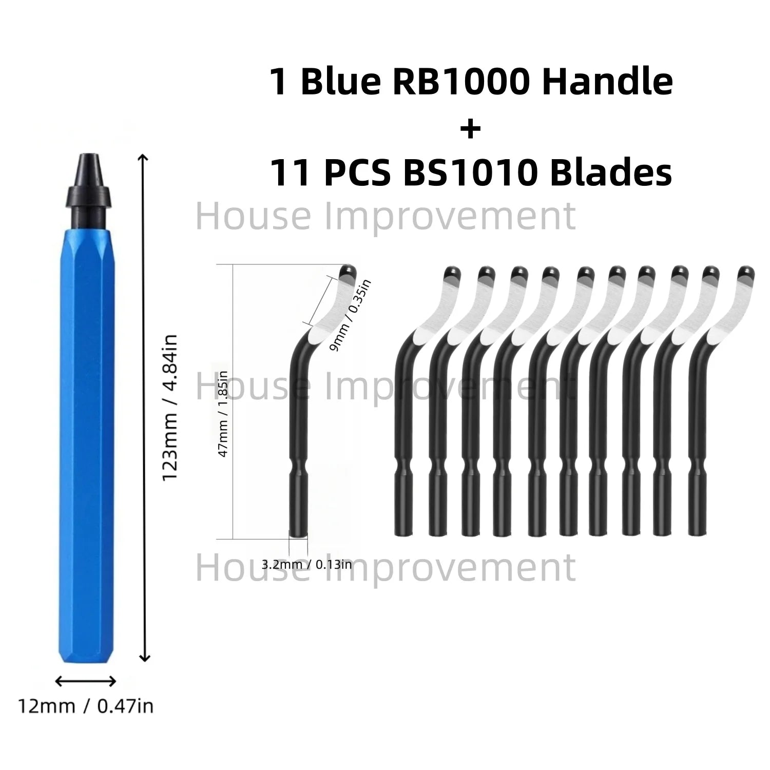 Deburring Tool Set with 11pcs High Speed Steel Swivel Blades Burr Removal Tool for Metal Resin PVC Pipes Copper Plastic Aluminum
