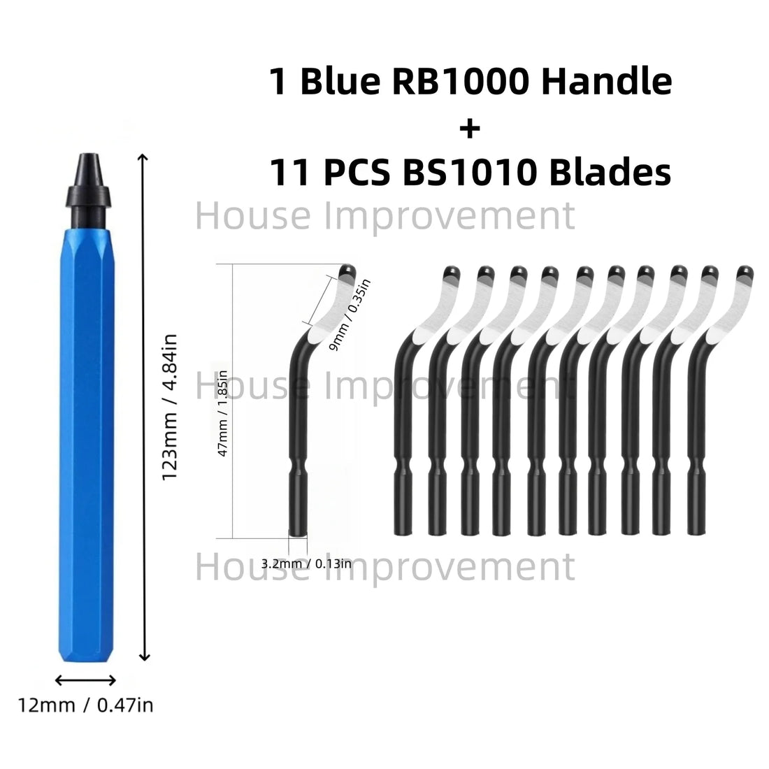 Deburring Tool Set with 11pcs High Speed Steel Swivel Blades Burr Removal Tool for Metal Resin PVC Pipes Copper Plastic Aluminum