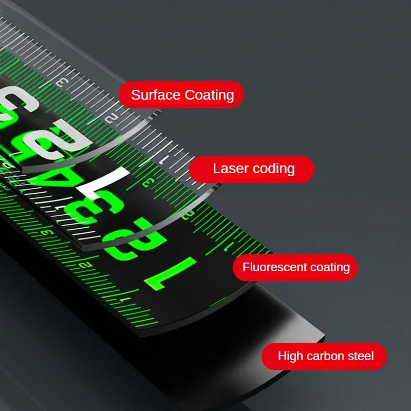 1/5 PCS Self Locking Fluorescent Steel Tape Measure High-Precision Laser Inkjet Code Box Ruler Measuring Tool Meter Ruler