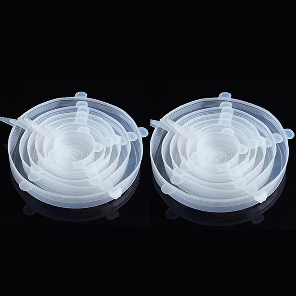 6 Pcs Silicone Cover  Stretch Lids for Kitchen Microwave Food Covers Bowl Caps Elastic Silicone Lid Cap Universal Adaptable Lids