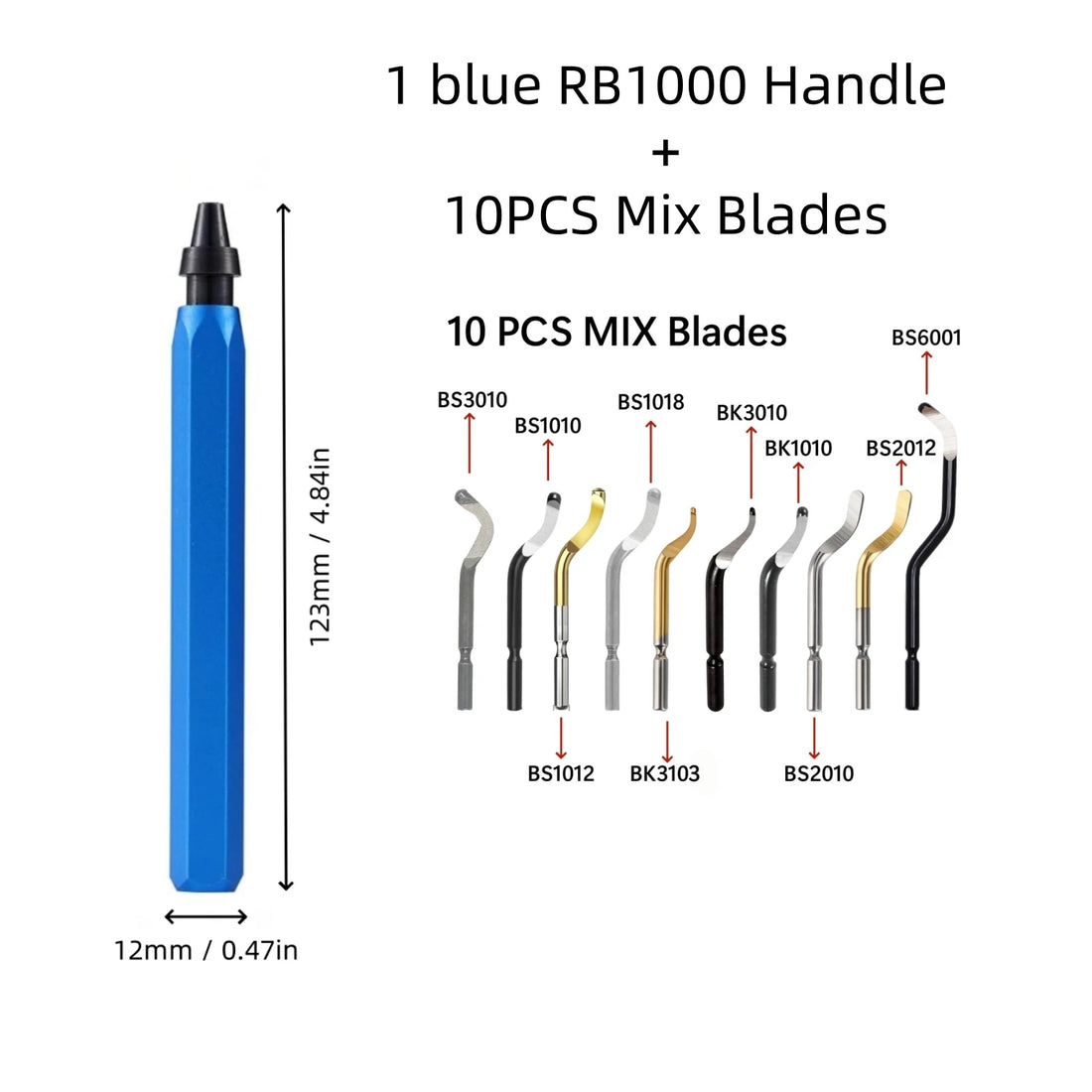 Deburring Tool Set with 11pcs High Speed Steel Swivel Blades Burr Removal Tool for Metal Resin PVC Pipes Copper Plastic Aluminum