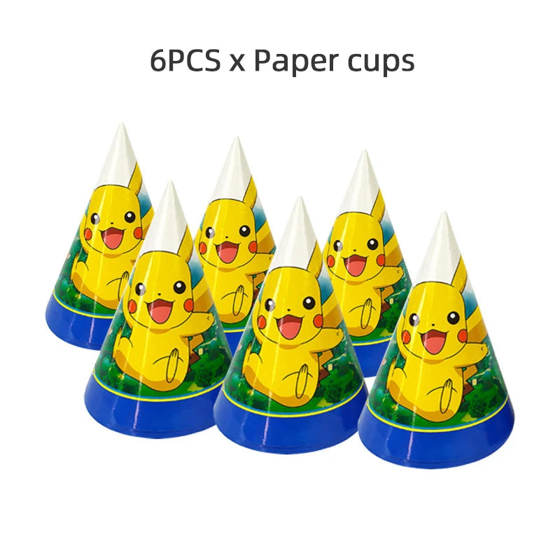 New Pokemon Birthday Party Decorations Kits Pikachu Theme Paper Plates Napkins Cups Balloons Baby Shower for Kids Event Supplies