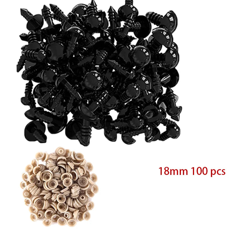 100pcs 5/6//7/8/9/10/12/14/18/20mm Plastic Safety Eyes For Toys Diy Mix Size Crochet Animal Eye For Doll toys  Accessories
