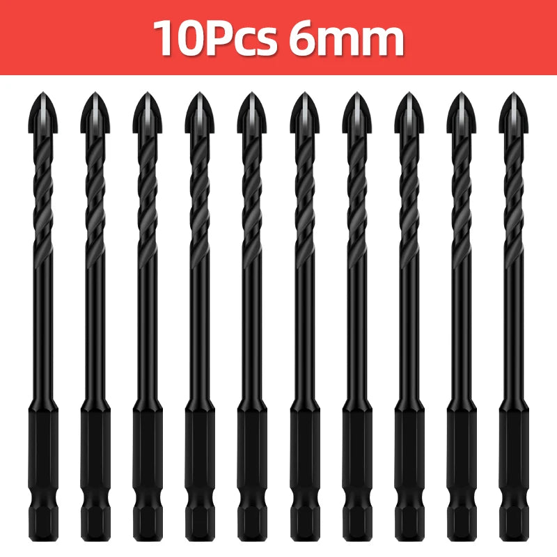 TOOLEYE Cross Hex Drill Bit Set For Concrete Porcelain Tile Glass Metal Multifunction Drill Bits Kit Power Tools Drilling Drills