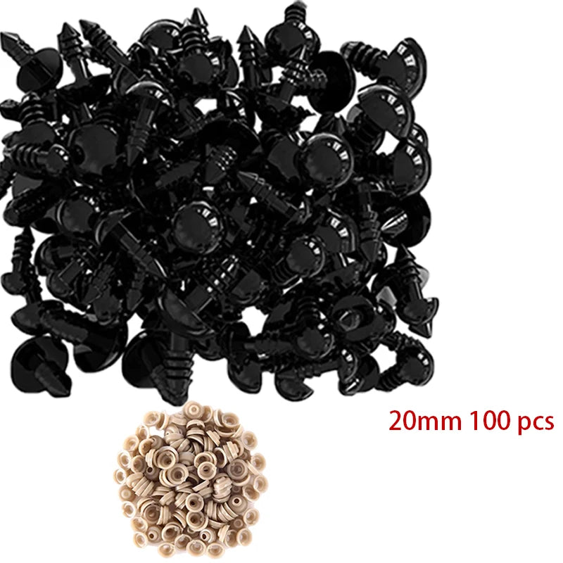 100pcs 5/6//7/8/9/10/12/14/18/20mm Plastic Safety Eyes For Toys Diy Mix Size Crochet Animal Eye For Doll toys  Accessories