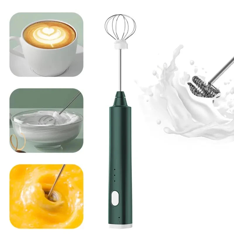 3 Speeds USB Rechargeable Handheld Milk Frother Electric Coffee Foam Maker Egg Beater Drink Mixer Frothing Wand