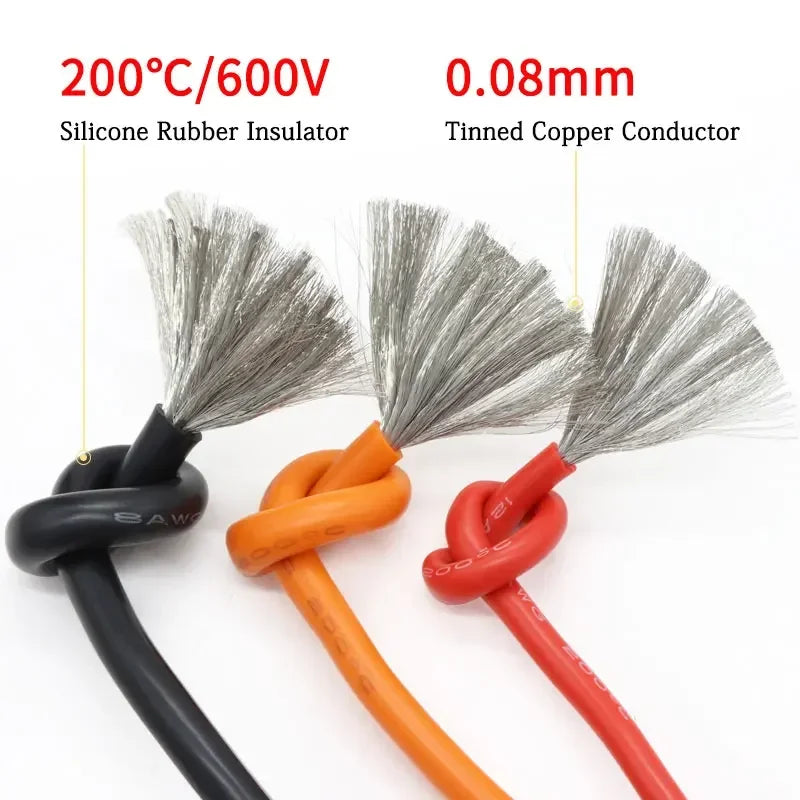 1M/5M Heat-resistant Cable 30 28 26 24 22 20 18 16 15 14 13 12 10 AWG Ultra Soft Silicone Wire High Temperature Flexible Copper