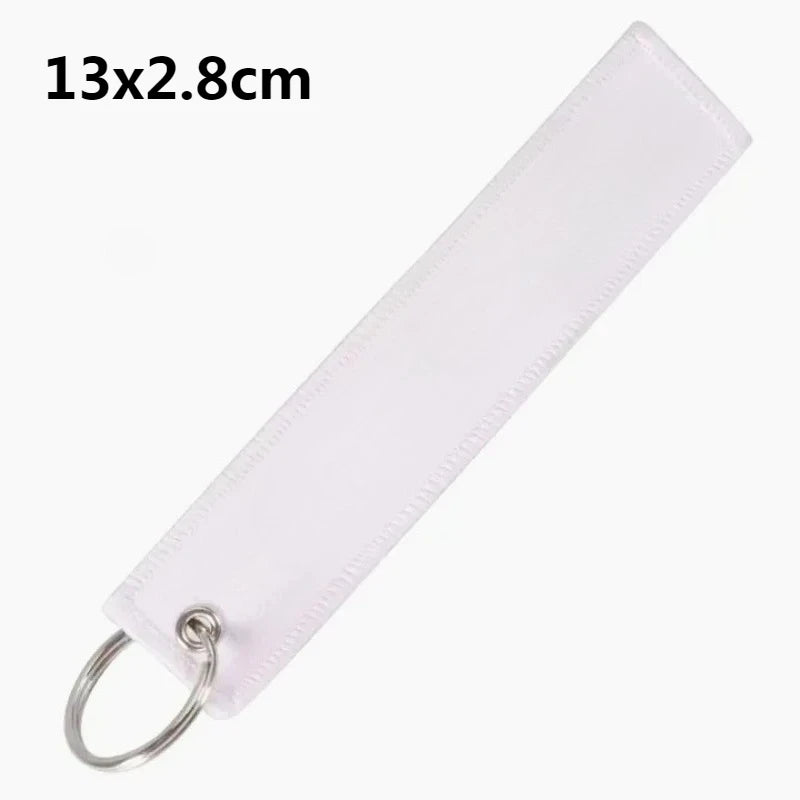 Custom Logo Polyester Keychain Print Name Car Motorcycle Embroider Webbing Key Chain Personalized Ribbon Keyring Men and Women