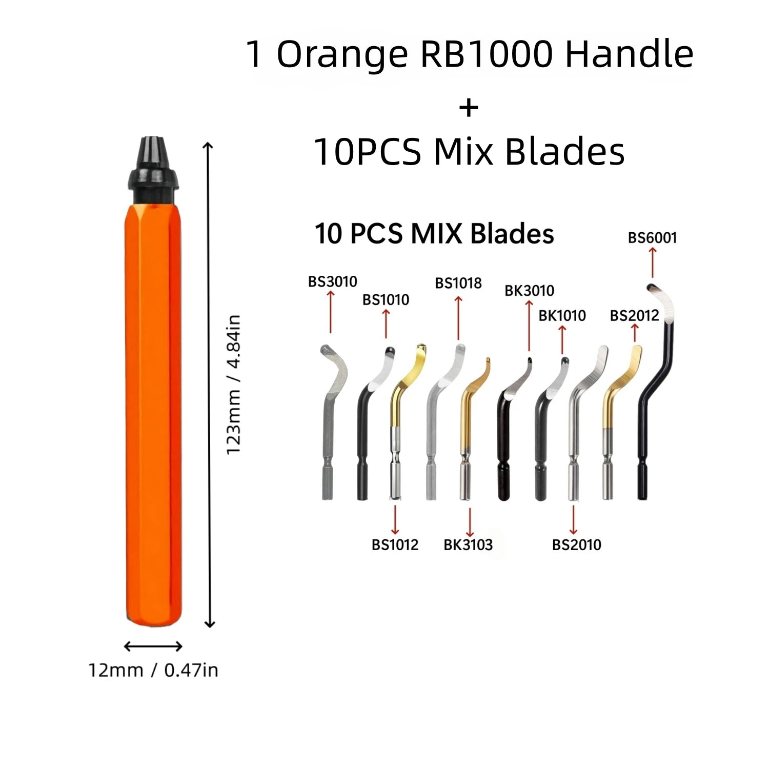 Deburring Tool Set with 11pcs High Speed Steel Swivel Blades Burr Removal Tool for Metal Resin PVC Pipes Copper Plastic Aluminum