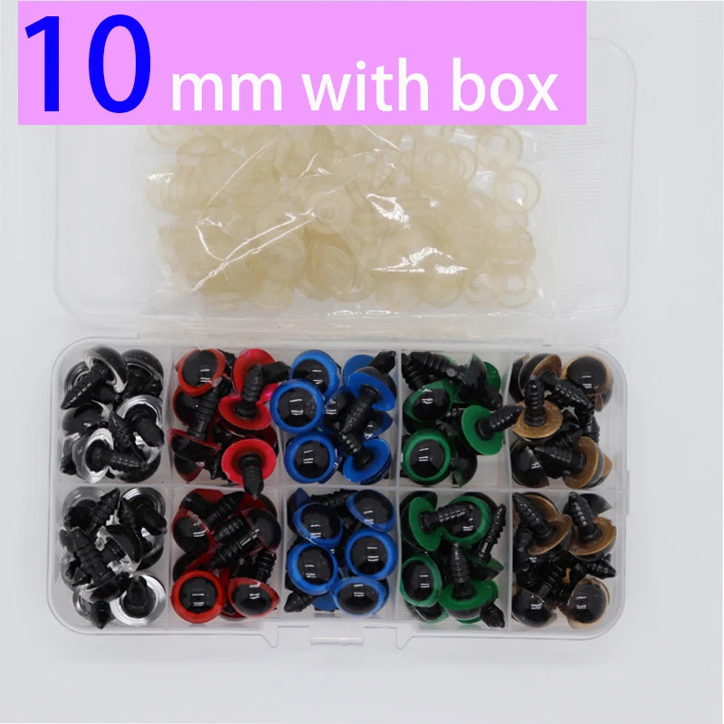 100pcs 5/6//7/8/9/10/12/14/18/20mm Plastic Safety Eyes For Toys Diy Mix Size Crochet Animal Eye For Doll toys  Accessories