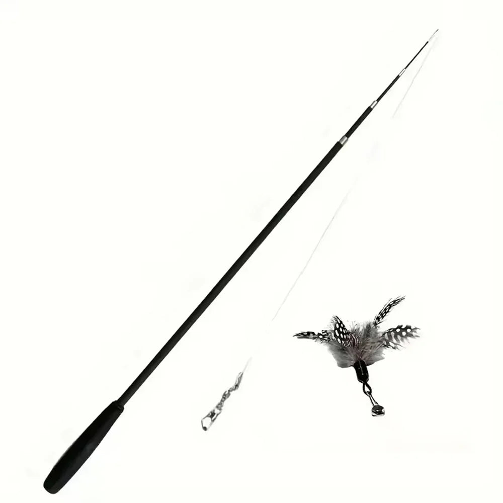 Extendable Long Pole Cat Toy Artificial Feather Interactive Teaser Wand Pet Cat Supplies