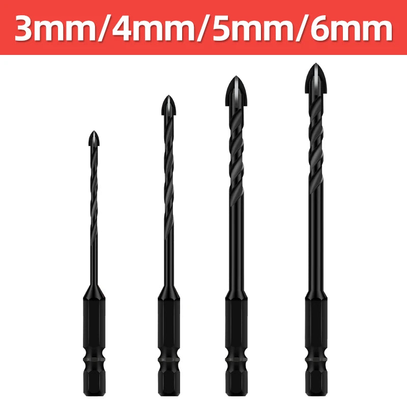 TOOLEYE Cross Hex Drill Bit Set For Concrete Porcelain Tile Glass Metal Multifunction Drill Bits Kit Power Tools Drilling Drills