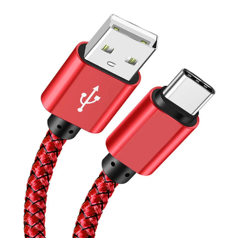 USB A to Type C Charging Cable 2A Fast Charger Nylon Data Cable 1M 2M 3M For Android Huawei Samsung TypeC Phone Charging Device